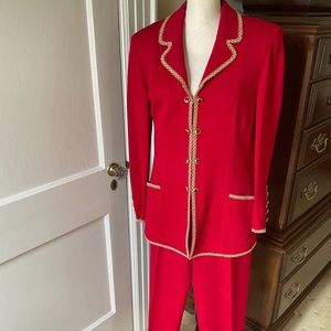St. John Collection, size 8, red knit pant suit.